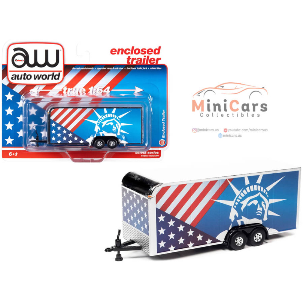 USA Flag Patriotic Enclosed Trailer